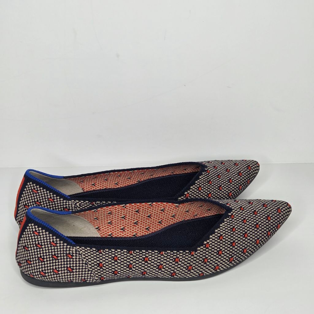 Rothy's The Point Coral Navy Dot Flats Women's Size 8.5 Limited Edition Orange - Picture 4 of 10